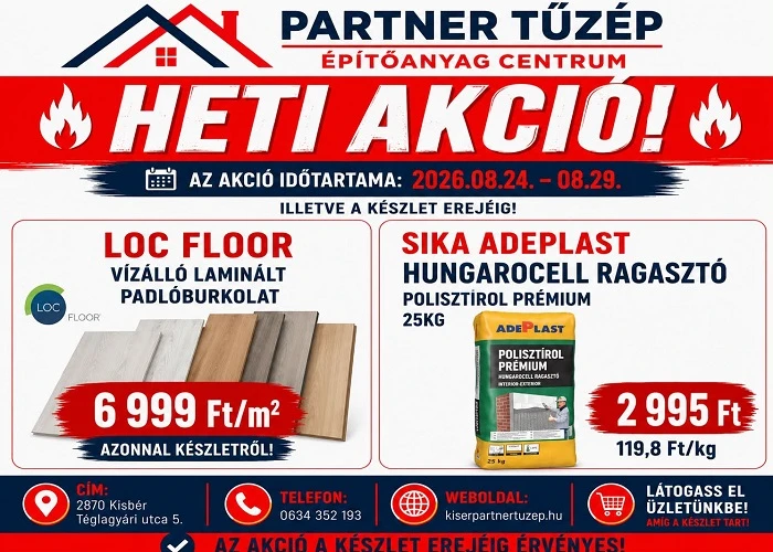 Heti Akció 2026.08.24-08.29-ig illetve a készlet erejéig! - Partner Tüzép